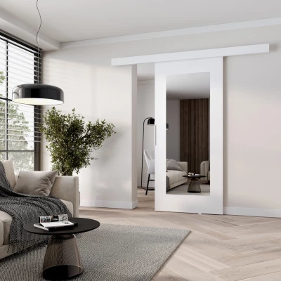 Posuvné dveře se zrcadlem BARRET 9 - 96 cm, bílé