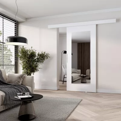 Posuvné dveře se zrcadlem BARRET 9 - 96 cm, bílé