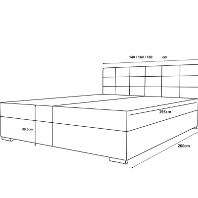 Boxspringová postel 140x200 ROSIE 2 - šedá