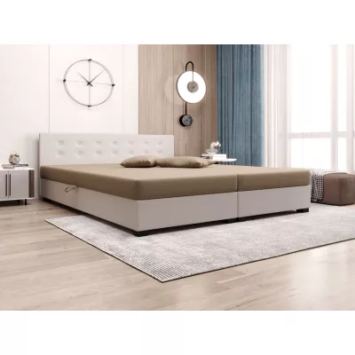 Manželská postel s úložným prostorem 140x200 ROSIE 11 - světle hnědá / ecru