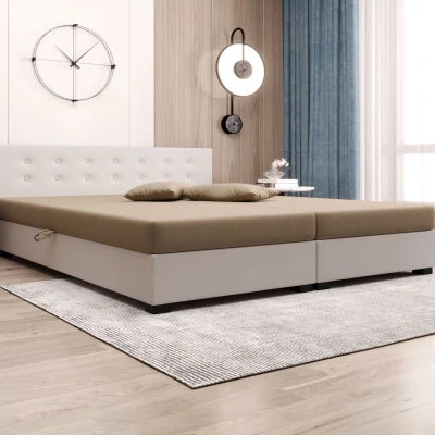 Manželská postel s úložným prostorem 160x200 ROSIE 11 - světle hnědá / ecru