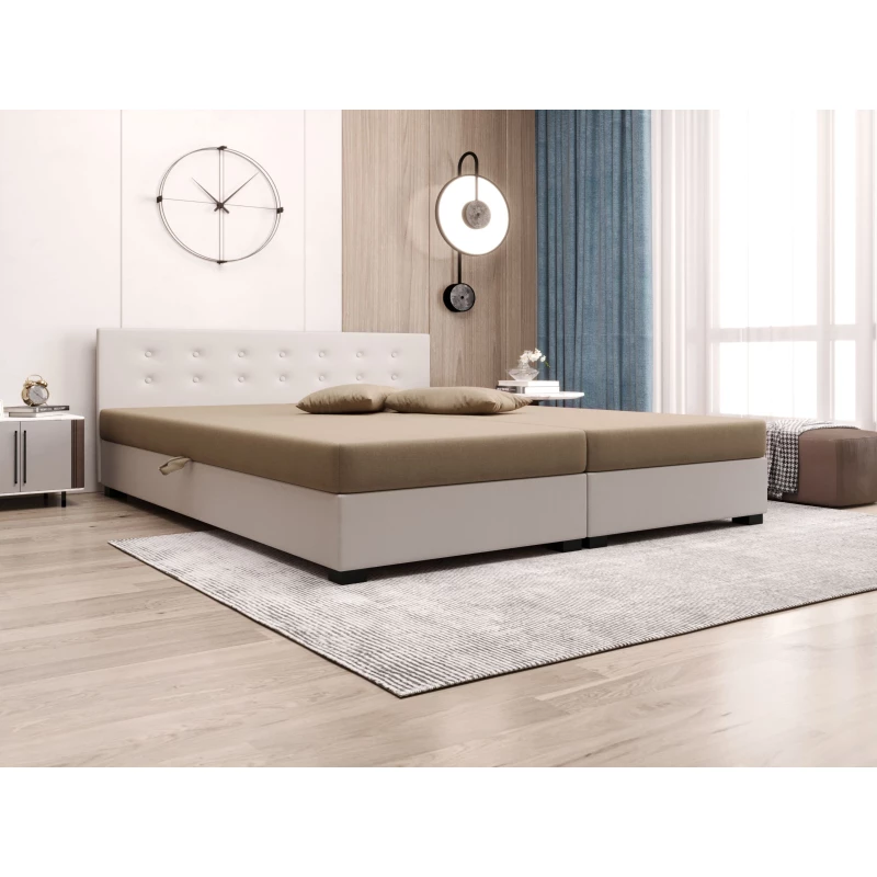 Manželská postel s úložným prostorem 160x200 ROSIE 11 - světle hnědá / ecru