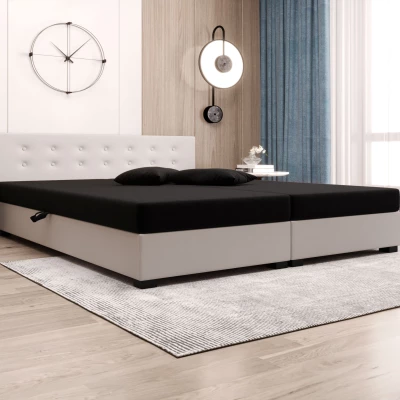 Manželská postel s úložným prostorem 140x200 ROSIE 12 - černá / ecru