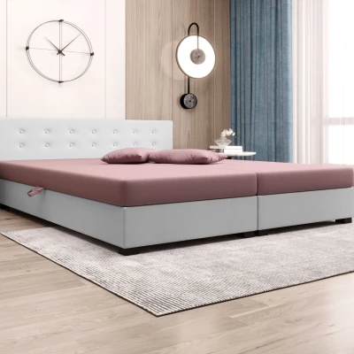 Manželská postel s úložným prostorem 140x200 ROSIE 12 - růžová / bílá
