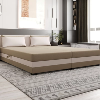 Kontinentální manželská postel 160x200 ROSIE 14 - světle hnědá / ecru