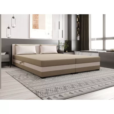 Kontinentální manželská postel 160x200 ROSIE 14 - světle hnědá / ecru