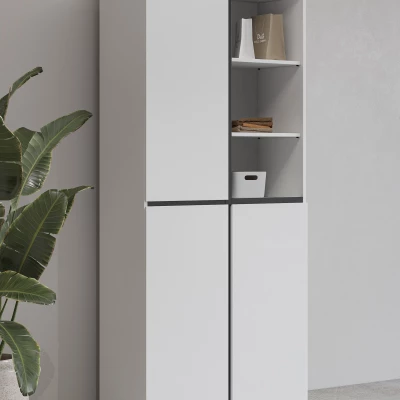 Policová skříň 79 cm GLENROSE - bílá / černá