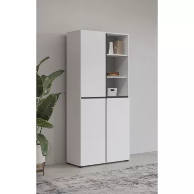 Policová skříň 79 cm GLENROSE - bílá / černá