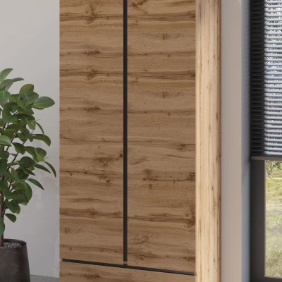 Dvoudvéřová šatní skříň 89 cm GLENROSE - dub wotan / černá