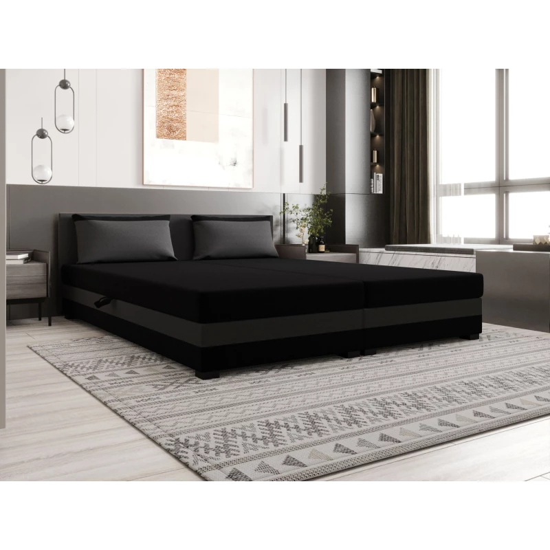 Kontinentální manželská postel 180x200 ROSIE 14 - černá / tmavě šedá