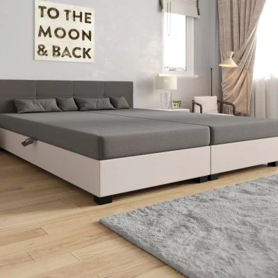 Americká postel s úložným prostorem 180x200 ROSIE 15 - tmavě béžová / ecru