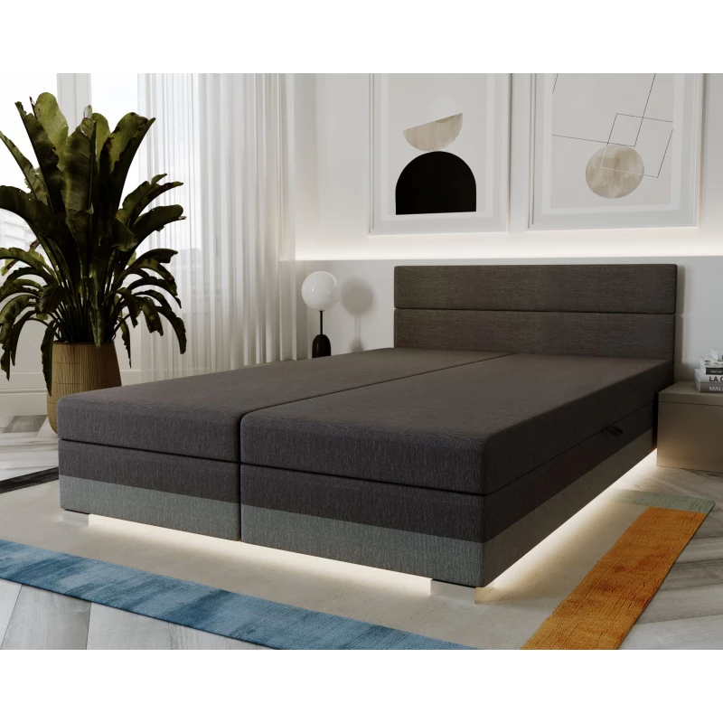 Čalouněná manželská postel 140x200 ROSIE 17 - tmavě šedá / šedá