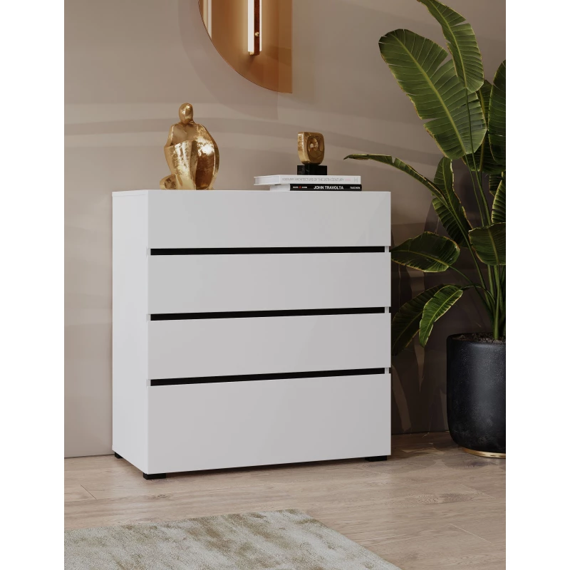 Šuplíková komoda GLENROSE - bílá / černá