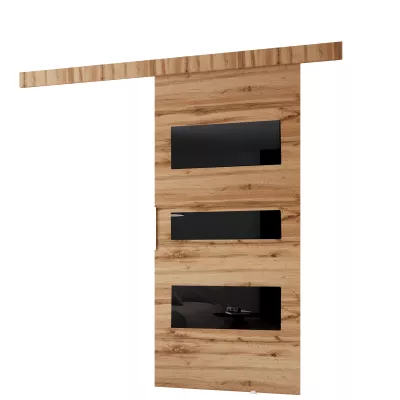 Interiérové dveře na stěnu BARRET 3 - 86 cm, dub wotan / černé