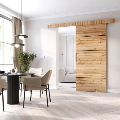 Posuvné dveře BARRET 10 - 106 cm, dub wotan / černé