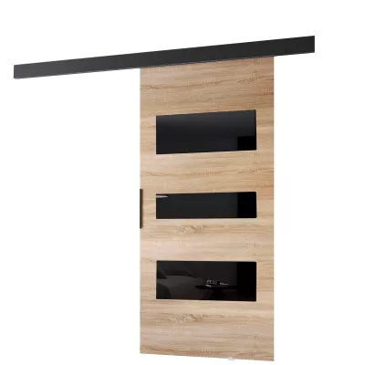 Posuvné dveře na stěnu BARRET 13 - 76 cm, dub sonoma / černé