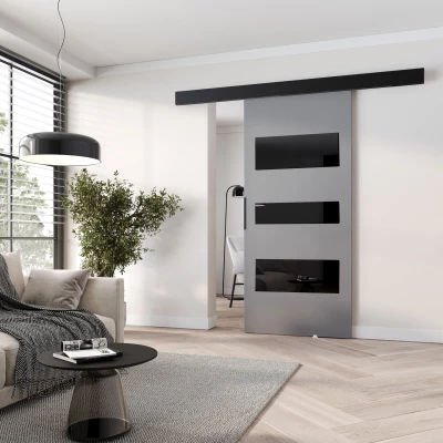 Posuvné dveře na stěnu BARRET 13 - 86 cm, šedé / černé