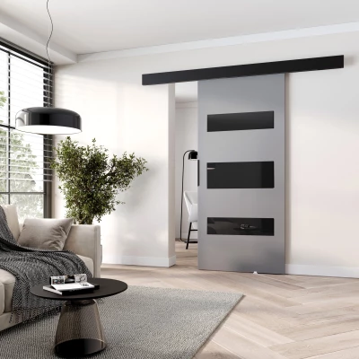 Posuvné interiérové dveře BARRET 14 - 86 cm, šedé / černé