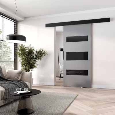 Posuvné interiérové dveře BARRET 14 - 86 cm, šedé / černé