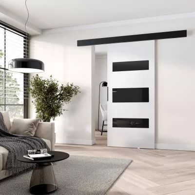 Posuvné interiérové dveře BARRET 14 - 96 cm, bílé / černé