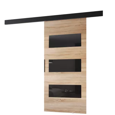 Interiérové dveře na stěnu BARRET 15 - 76 cm, dub sonoma / černé