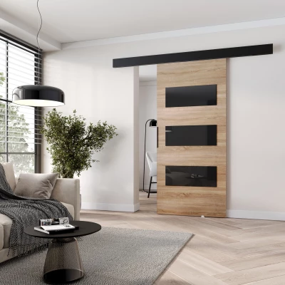 Interiérové dveře na stěnu BARRET 15 - 76 cm, dub sonoma / černé