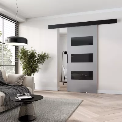 Interiérové dveře na stěnu BARRET 15 - 86 cm, šedé / černé