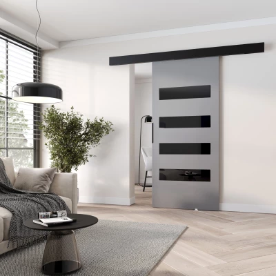 Interiérové posuvné dveře BARRET 16 - 86 cm, šedé / černé