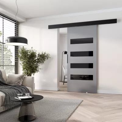 Interiérové posuvné dveře BARRET 16 - 96 cm, šedé / černé