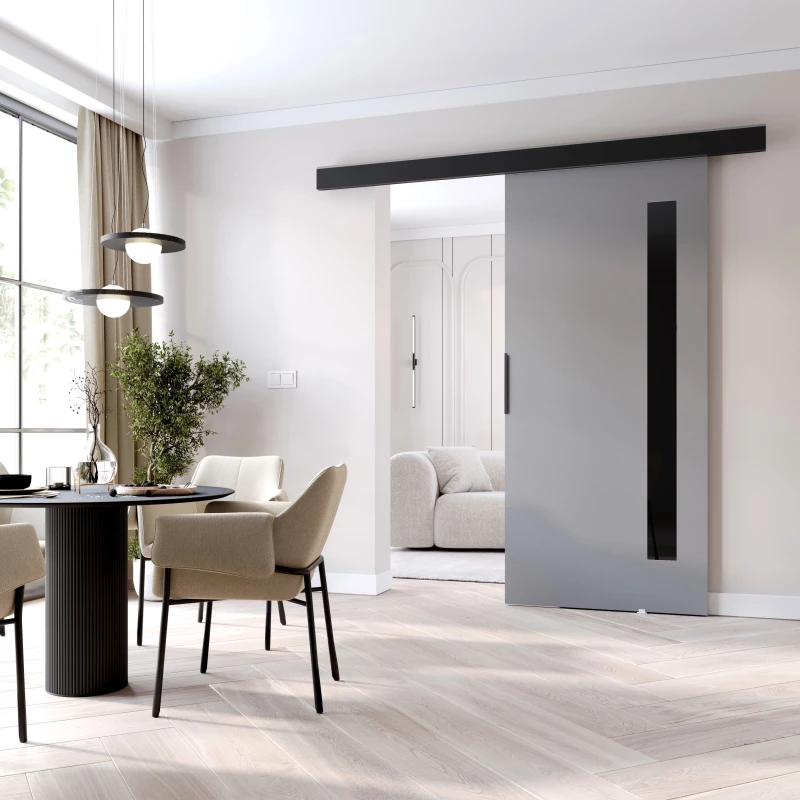 Interiérové dveře na stěnu BARRET 17 - 86 cm, šedé / černé