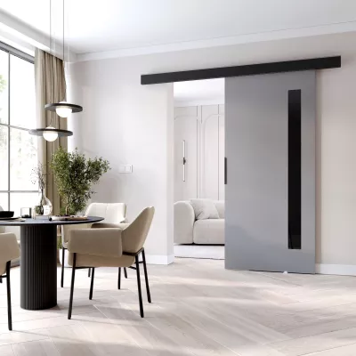 Interiérové dveře na stěnu BARRET 17 - 86 cm, šedé / černé
