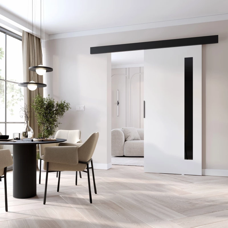 Interiérové dveře na stěnu BARRET 17 - 96 cm, bílé / černé