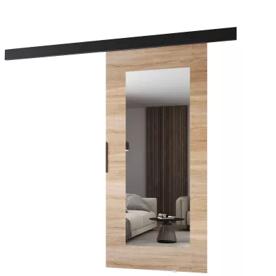 Posuvné dveře se zrcadlem BARRET 19 - 86 cm, dub sonoma / černé