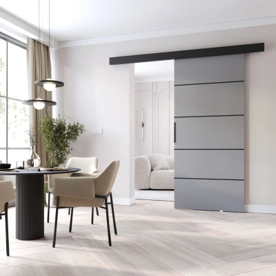 Interiérové dveře na stěnu BARRET 20 - 76 cm, šedé / černé