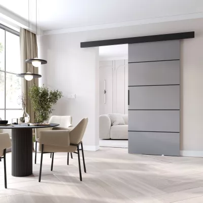 Interiérové dveře na stěnu BARRET 20 - 76 cm, šedé / černé
