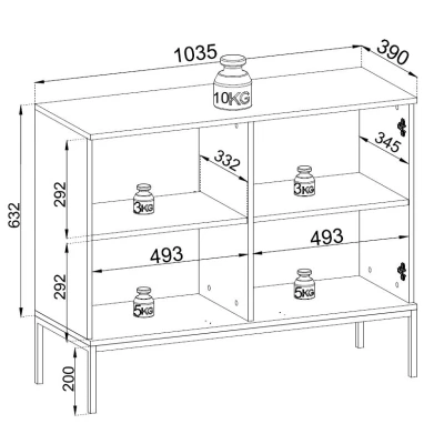 Komoda s policemi ILARIA - kašmír / dub wotan