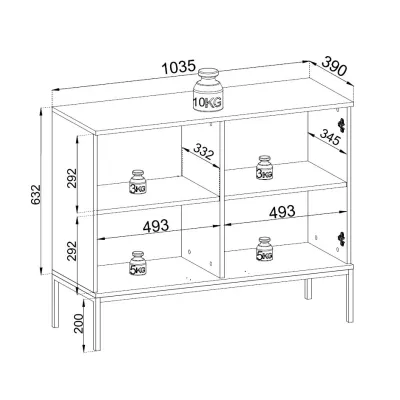 Komoda s policemi ILARIA - kašmír / dub wotan