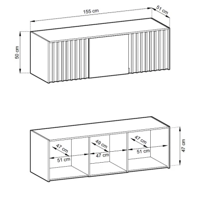 Nástavba na šatní skříň MARFA - šířka 155 cm, šedá / dub artisan