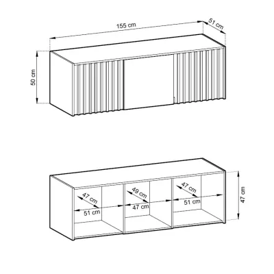 Nástavba na šatní skříň MARFA - šířka 155 cm, šedá / dub artisan