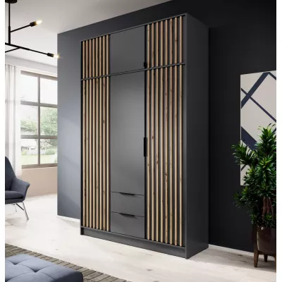 Nástavba na šatní skříň MARFA - šířka 155 cm, šedá / dub artisan