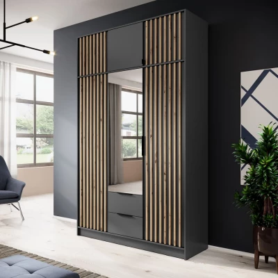 Nástavba na šatní skříň MARFA - šířka 155 cm, grafit / dub artisan