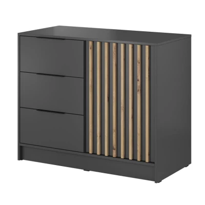 Úzká kombinovaná komoda MARFA - dub artisan / grafitová