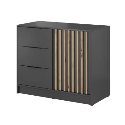 Úzká kombinovaná komoda MARFA - dub artisan / grafitová