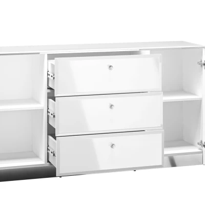 Kombinovaná komoda SANTINA - lesklá bílá