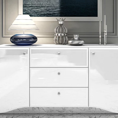 Kombinovaná komoda SANTINA - lesklá bílá
