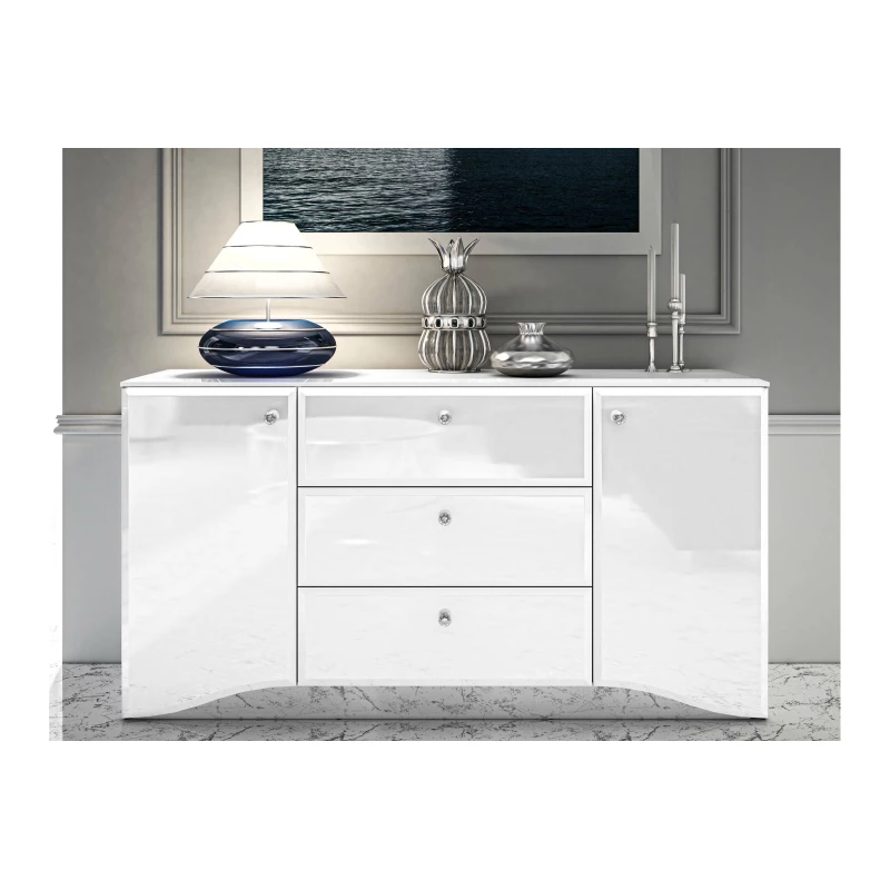 Kombinovaná komoda SANTINA - lesklá bílá