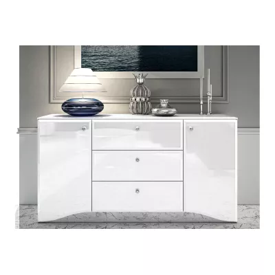 Kombinovaná komoda SANTINA - lesklá bílá