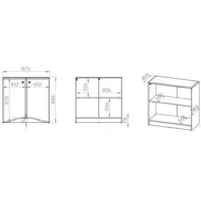 Komoda s dvířky SANTINA - lesklá bílá