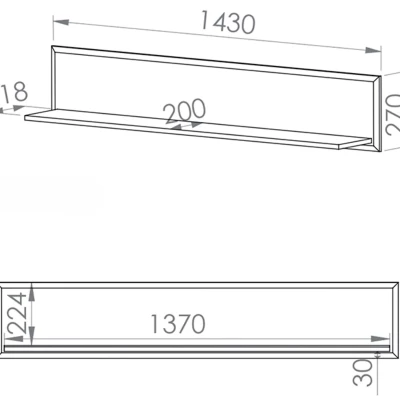 Závěsná police SANTINA - lesklá bílá / bílá