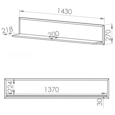 Závěsná police SANTINA - lesklá bílá / bílá
